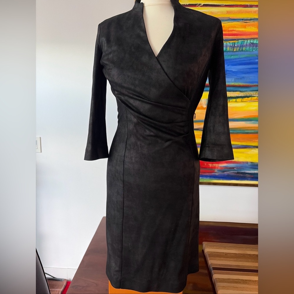 Sand Copenhagen Black Faux Suede Dress EU Sz 34 (US 2-4) Elegant, Slimming Poly